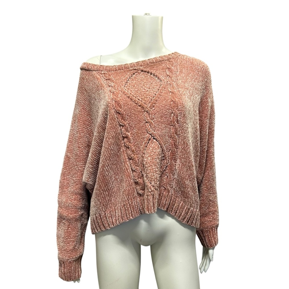 Yes Lola Oversized Slouchy Cable Knit Chenille Sweater -  Size M